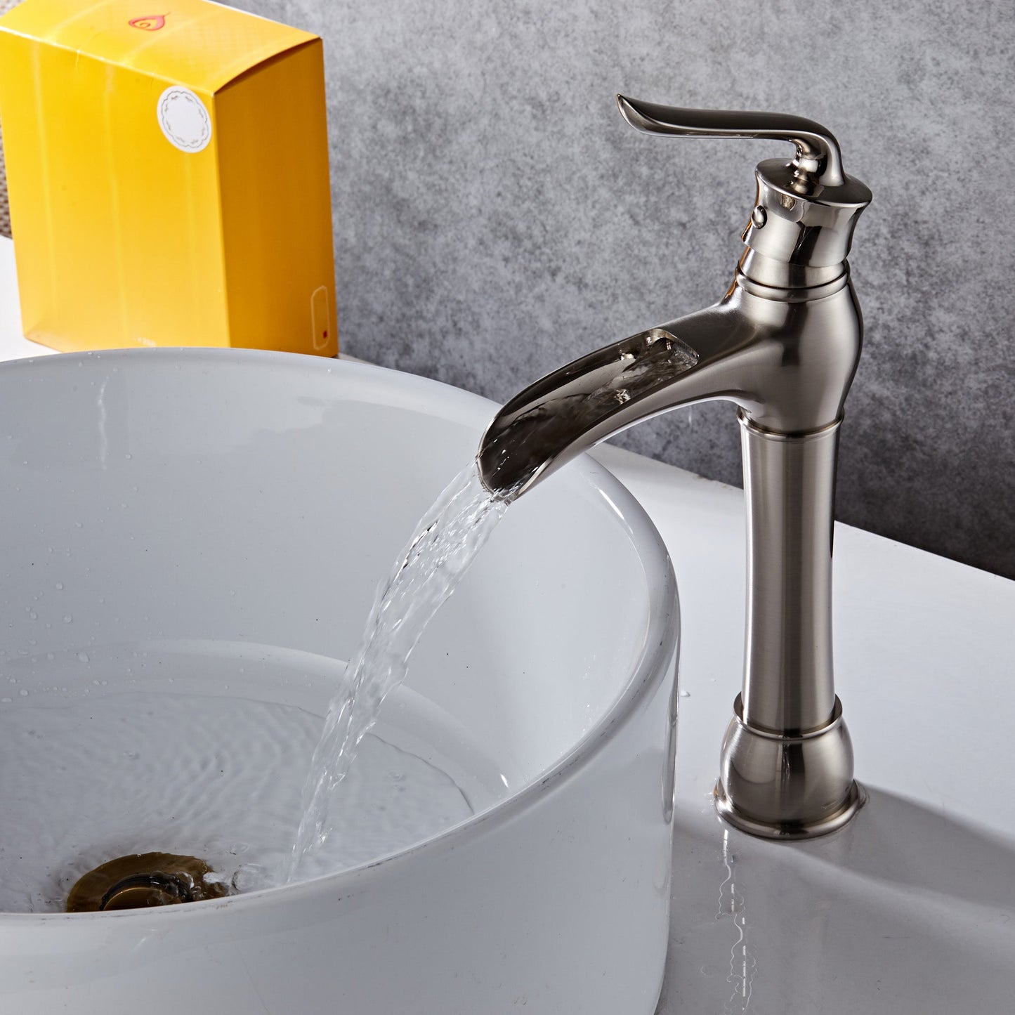 FBUKE Waterfall Faucet for Bathroom Vessel Sink Bowl Single Handle Lever Tap