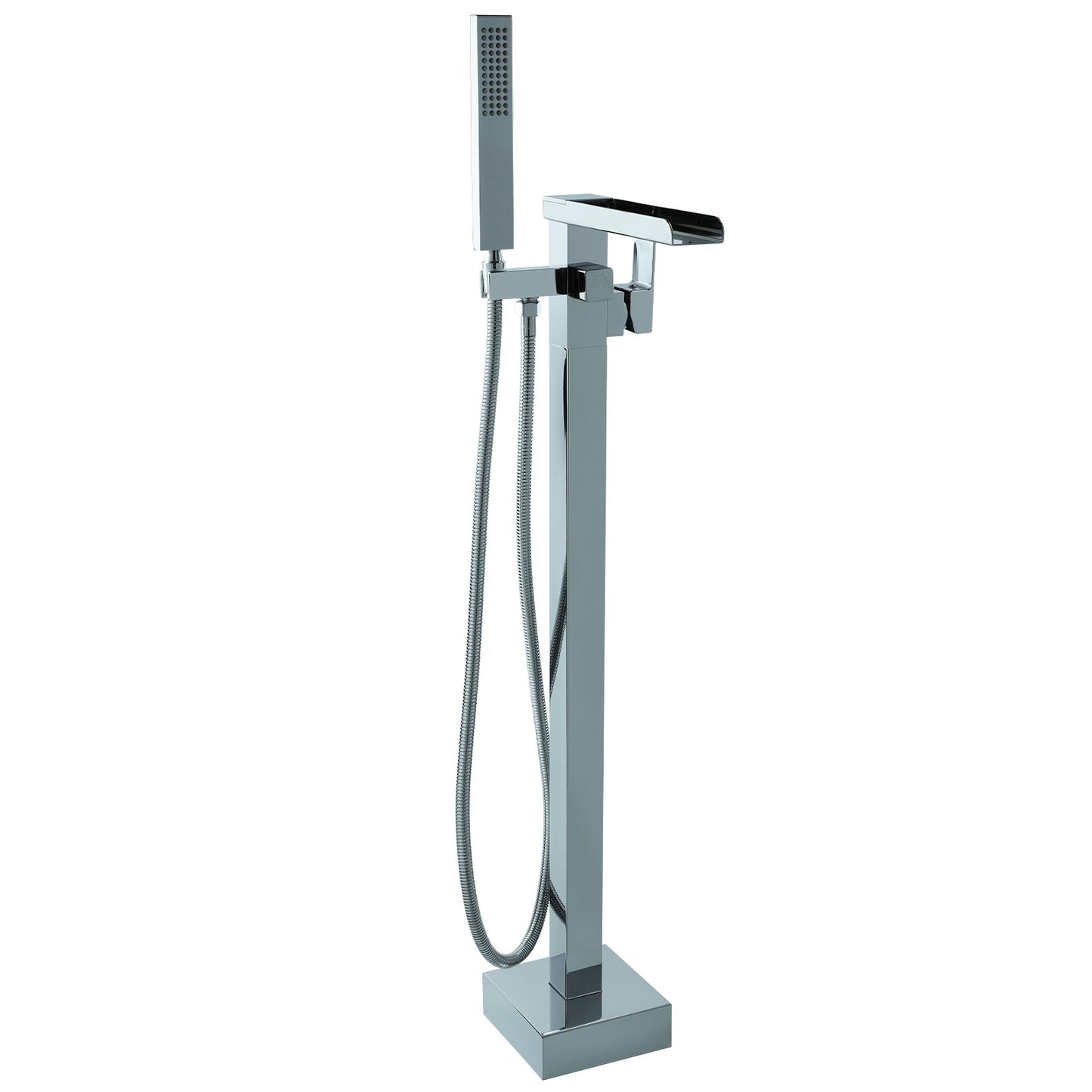 Floor Mount Free Standing Tub Faucet, Brass Stand Alone Tub Filler, Waterfall Flow, SFRT