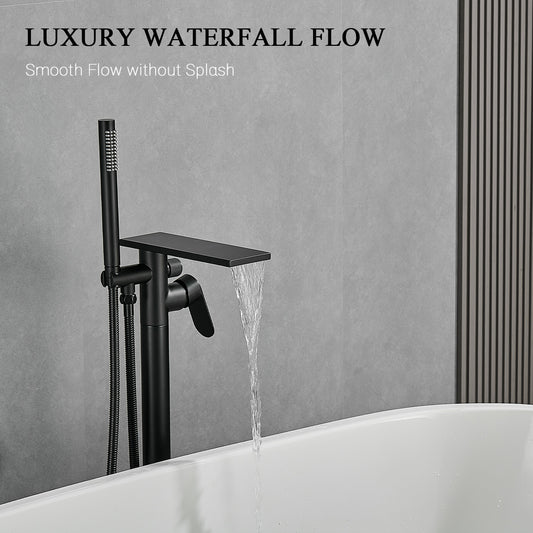 FBUKE Freestanding Bathtub Faucet, Floor Mount Free Standing Tub Faucet, SFMS