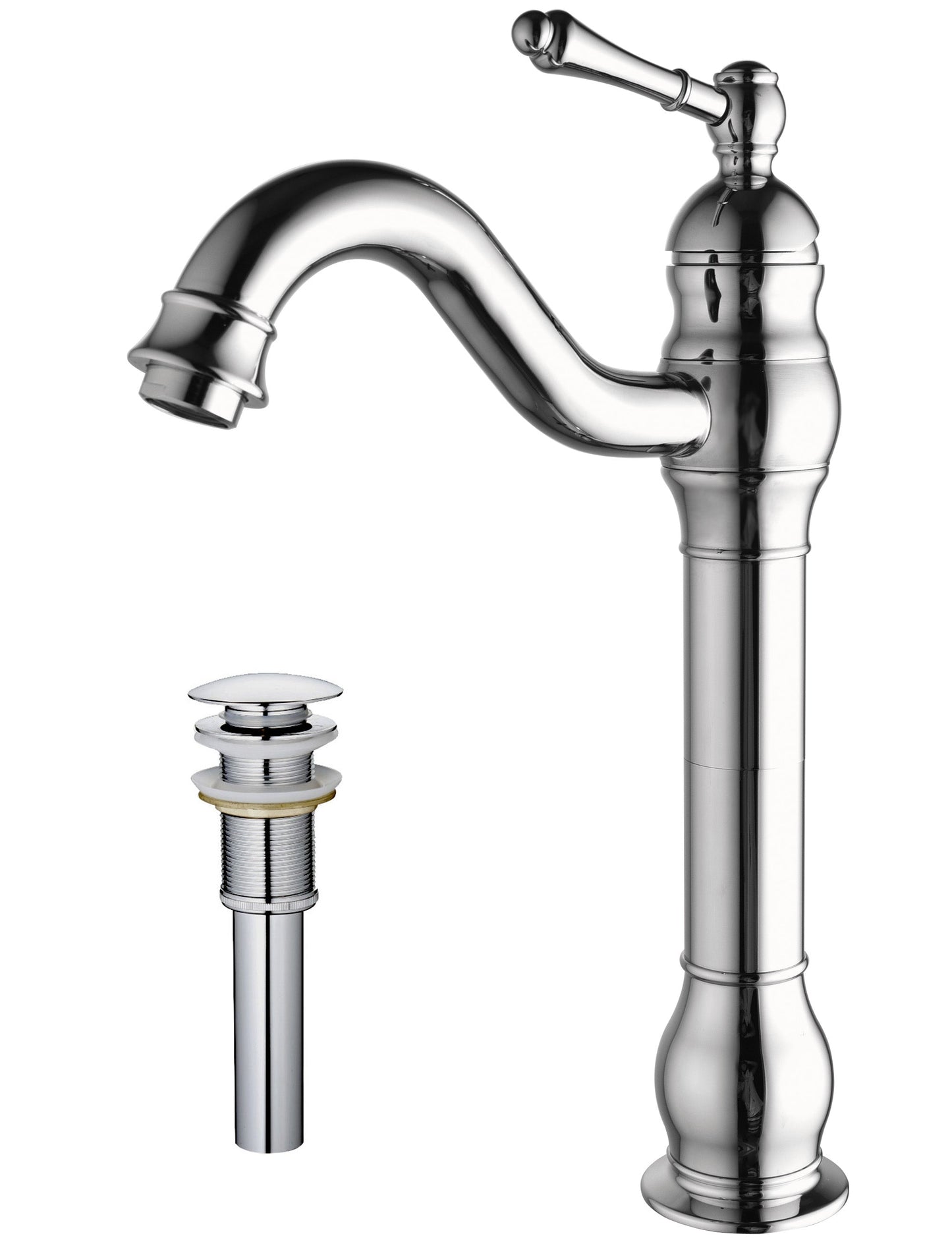 FBUKE 360° Swivel Bathroom Vessel Sink Faucet with POP UP Drain Single Handle Lever Bowl Tap Mixer