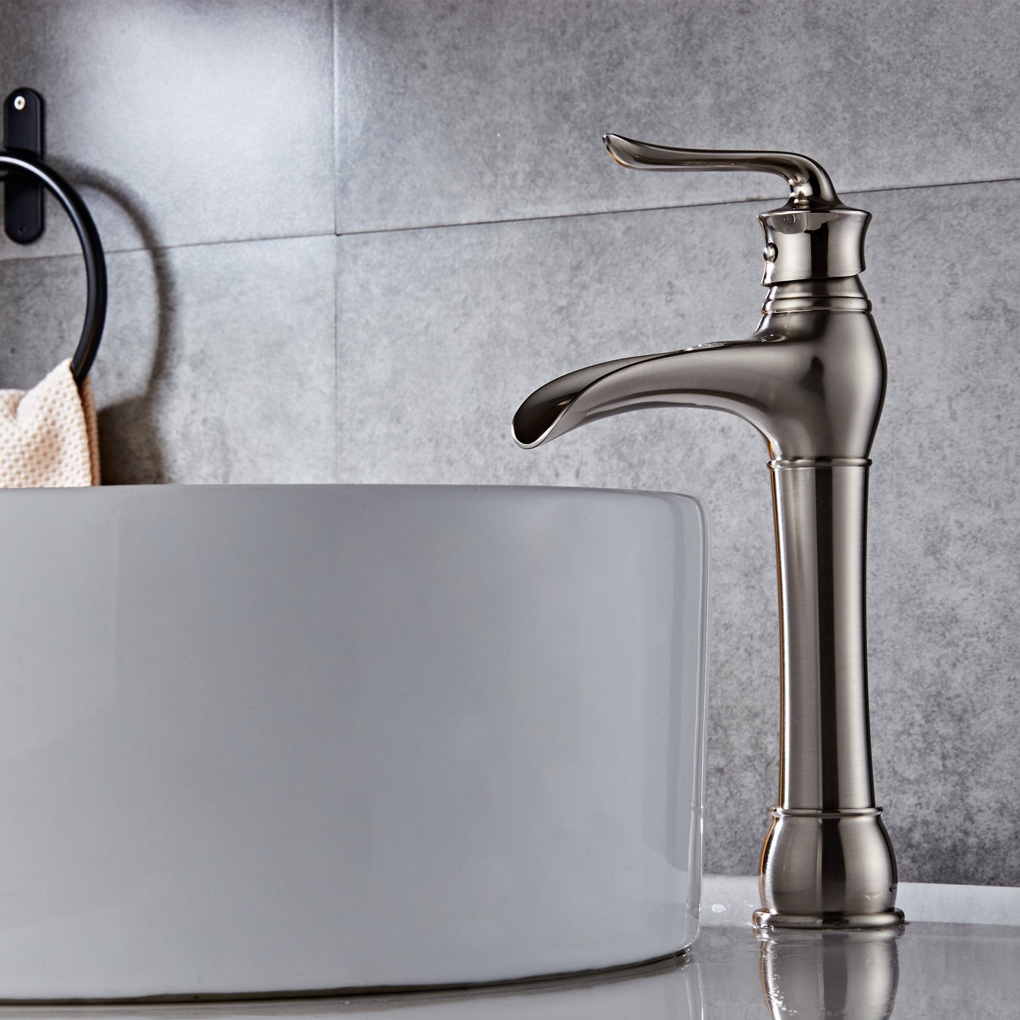 FBUKE Waterfall Faucet for Bathroom Vessel Sink Bowl Single Handle Lever Tap