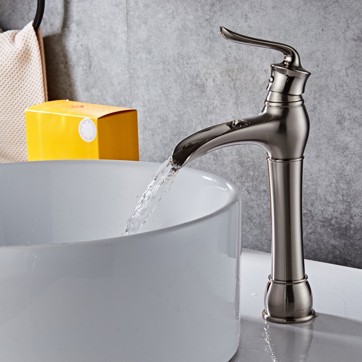 FBUKE Waterfall Faucet for Bathroom Vessel Sink Bowl Single Handle Lever Tap
