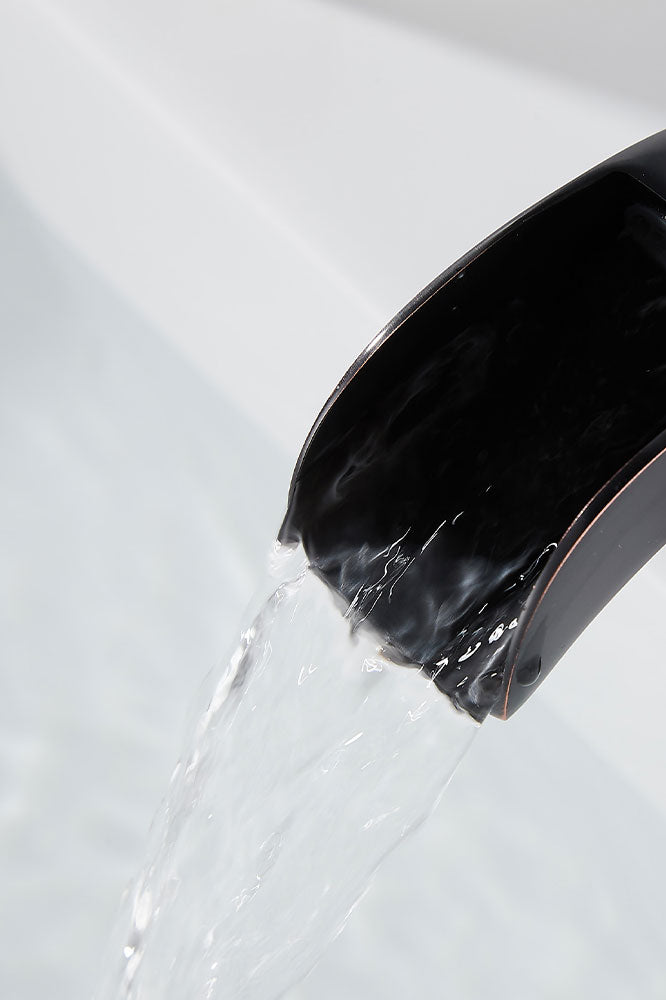 FBUKE Bathroom Waterfall Faucet and Stopper Single Handle Vanity Sink Basin Mixer Tap, SH0915H