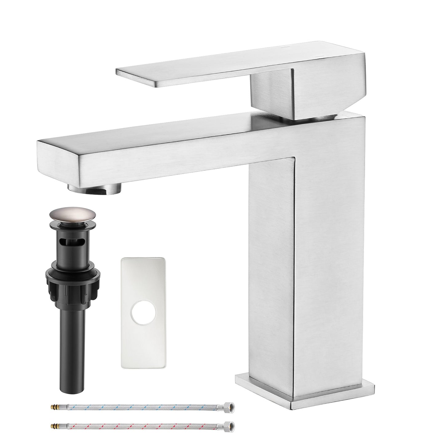FBUKE Bathroom Faucets 1 Hole, Single Handle Bathroom faucets & Parts for Vanity Sink one Hole, pop up Drain Included, black,gold,brushed nickel