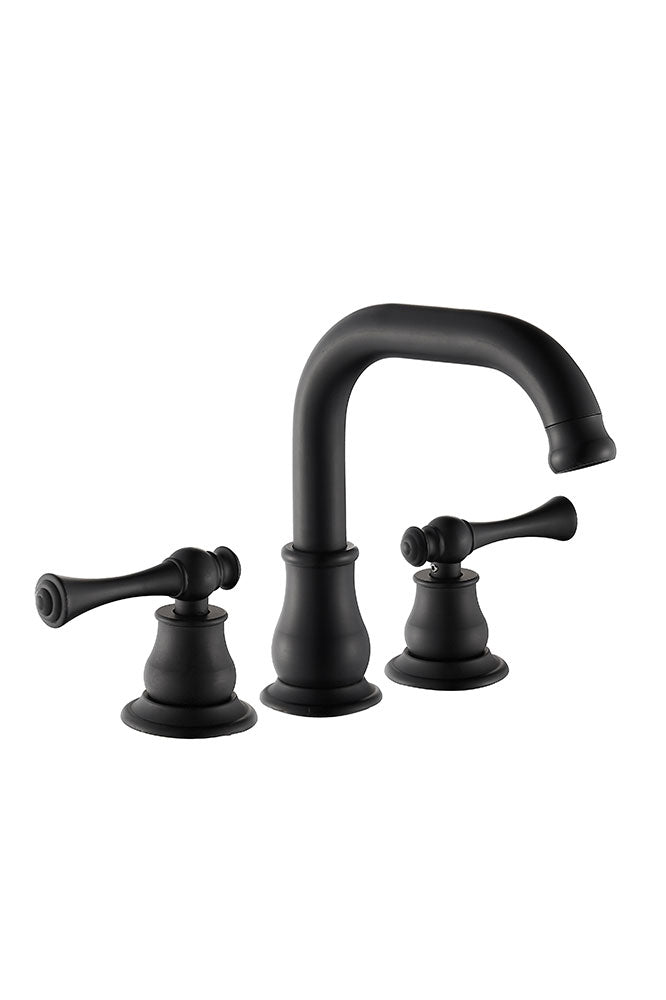 FBUKE Bathroom Faucet 3 Hole Widespread 2-Handle for 8-16 inch Vanity Sink, Matte Black