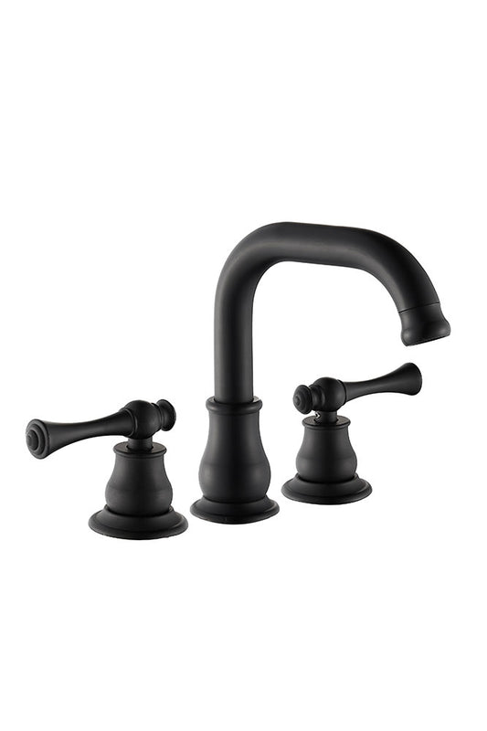 FBUKE Bathroom Faucet 3 Hole Widespread 2-Handle for 8-16 inch Vanity Sink, Matte Black