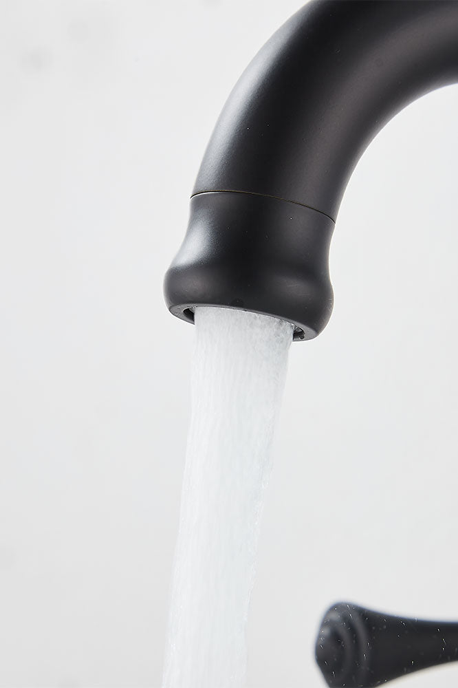 FBUKE Bathroom Faucet 3 Hole Widespread 2-Handle for 8-16 inch Vanity Sink, Matte Black