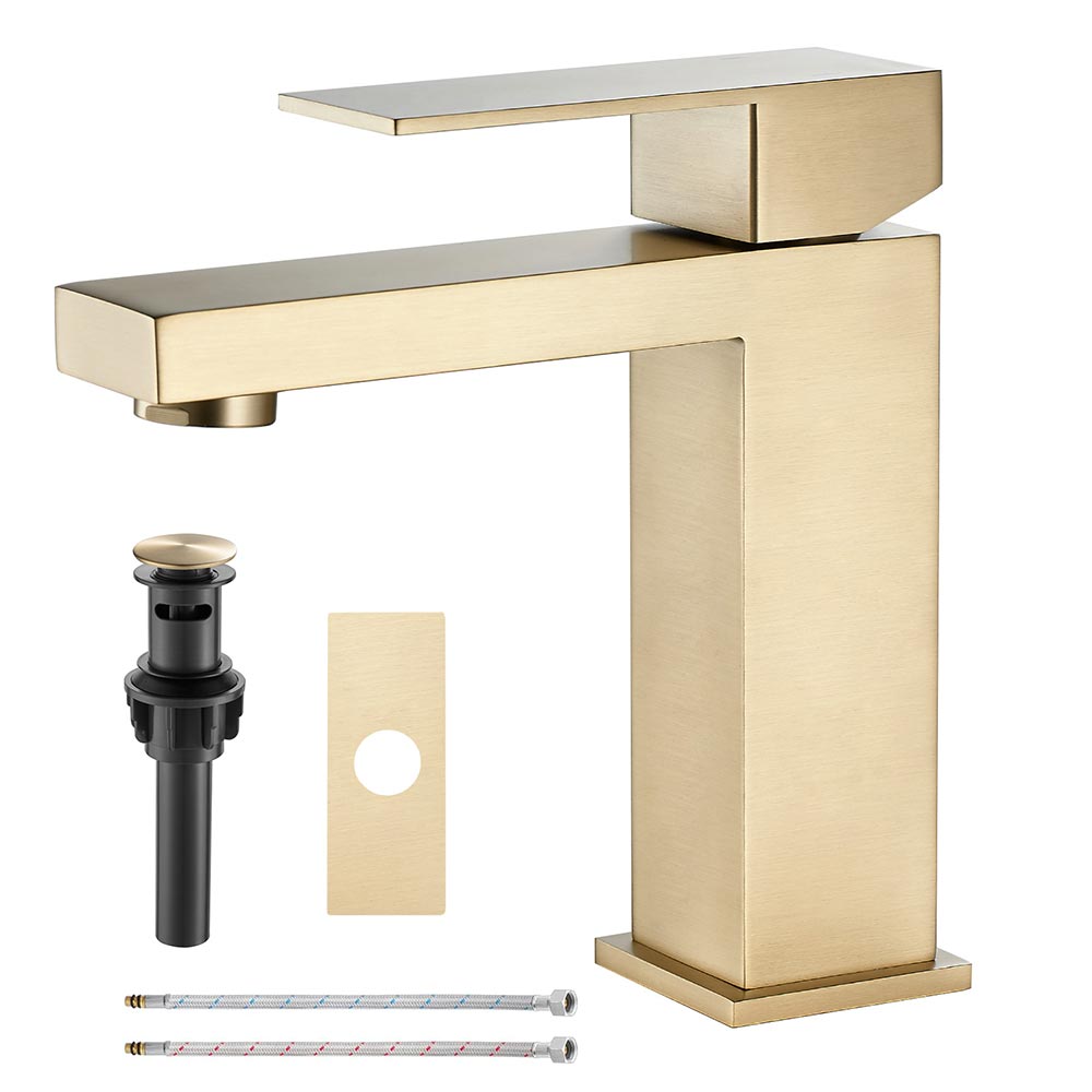 FBUKE Bathroom Faucets 1 Hole, Single Handle Bathroom faucets & Parts for Vanity Sink one Hole, pop up Drain Included, black,gold,brushed nickel
