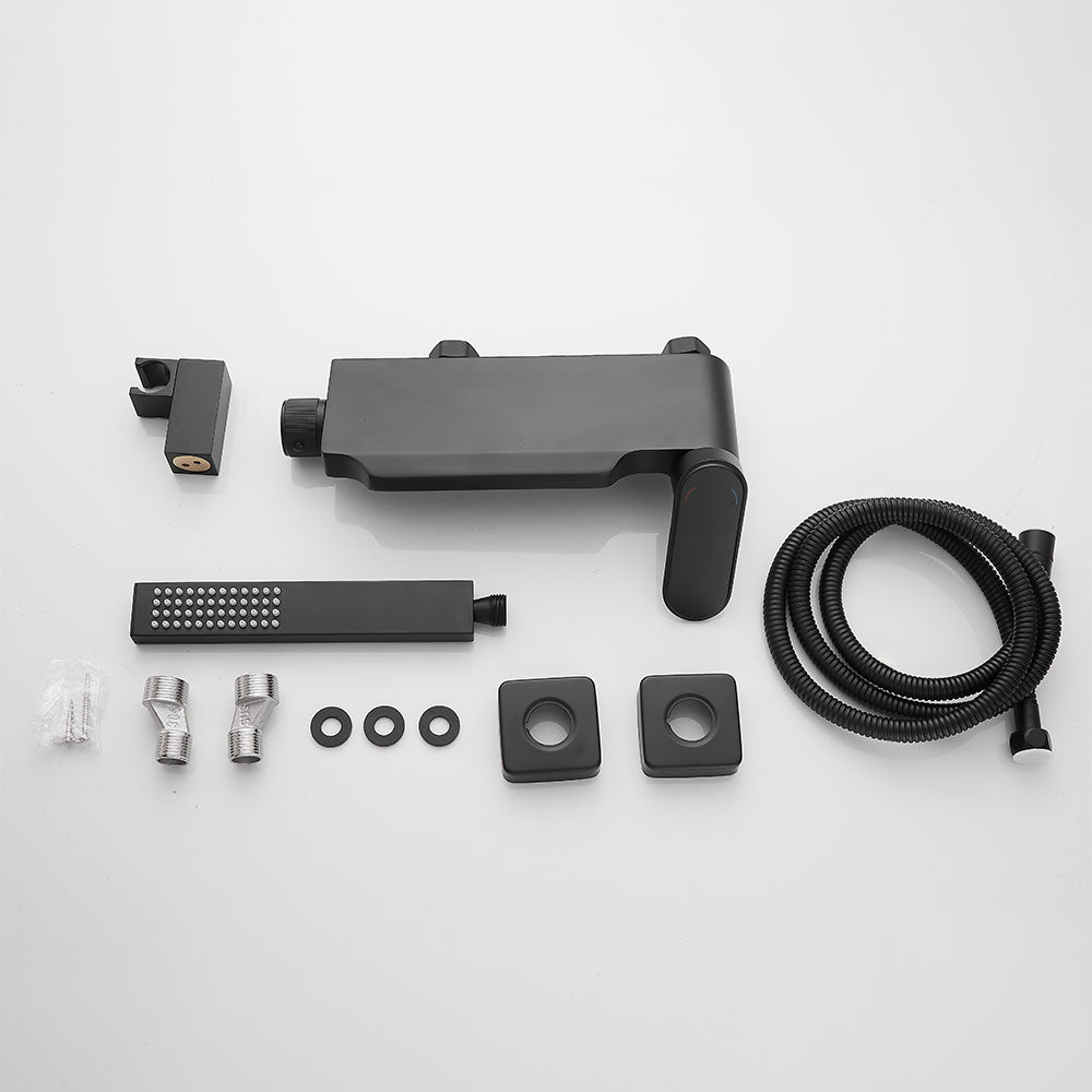 FBUKE Contemporary Wall-Mounted Tub Filler, Modern Bathroom Tub Faucet & Handles - Sleek Bathroom Fixtures