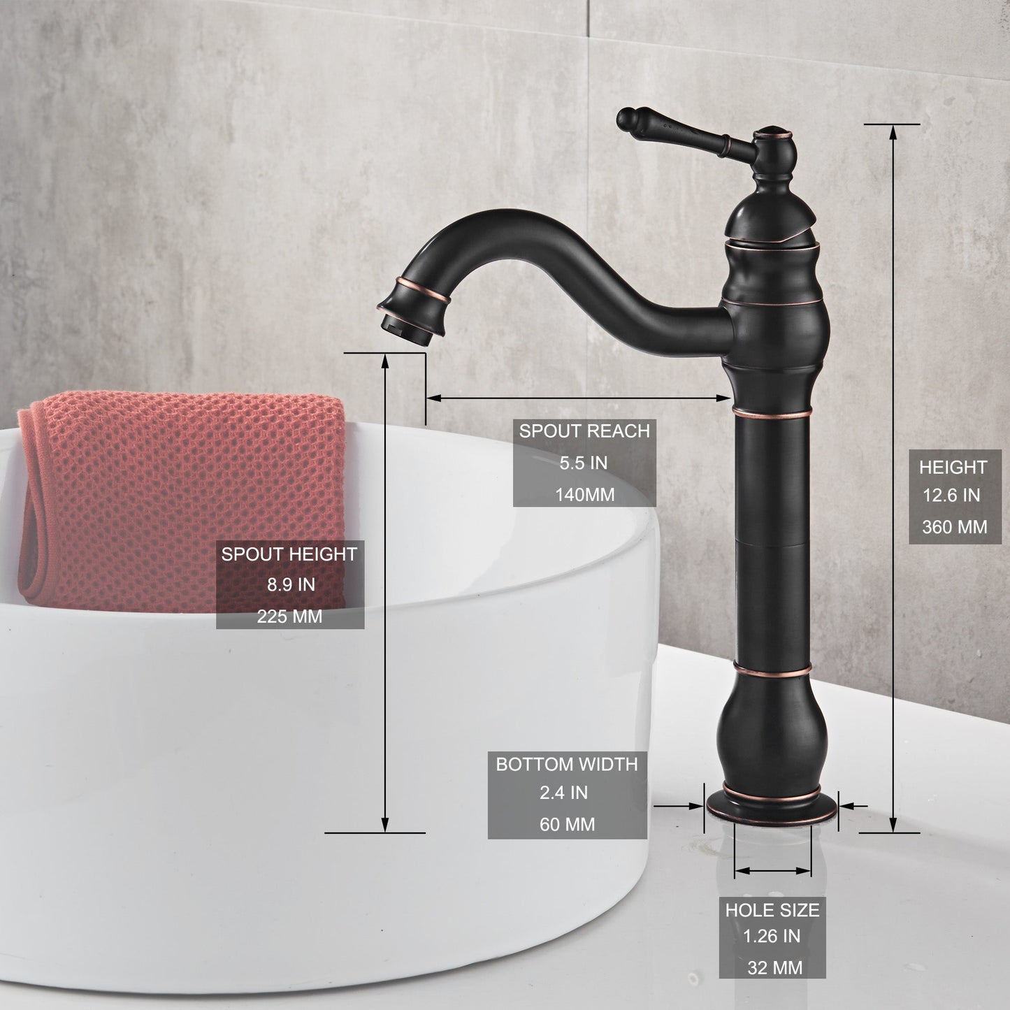 FBUKE 360° Swivel Bathroom Vessel Sink Faucet with POP UP Drain Single Handle Lever Bowl Tap Mixer