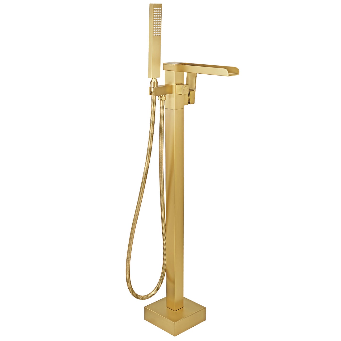 Floor Mount Free Standing Tub Faucet, Brass Stand Alone Tub Filler, Waterfall Flow, SFRT