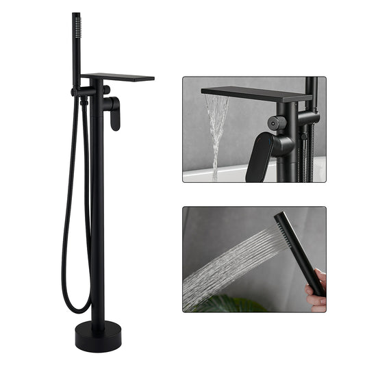 FBUKE Freestanding Bathtub Faucet, Floor Mount Free Standing Tub Faucet, SFMS
