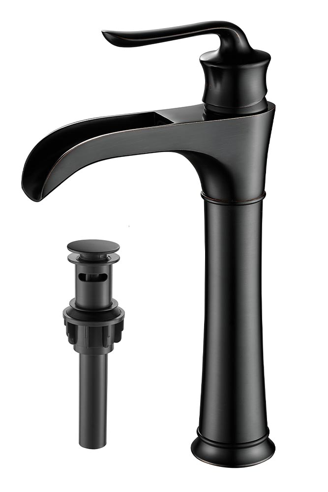 FBUKE Waterfall Vessel Sink Faucet for Bathroom Single Hole Bowl Mixer Tap, Oil Rubbed Bronze