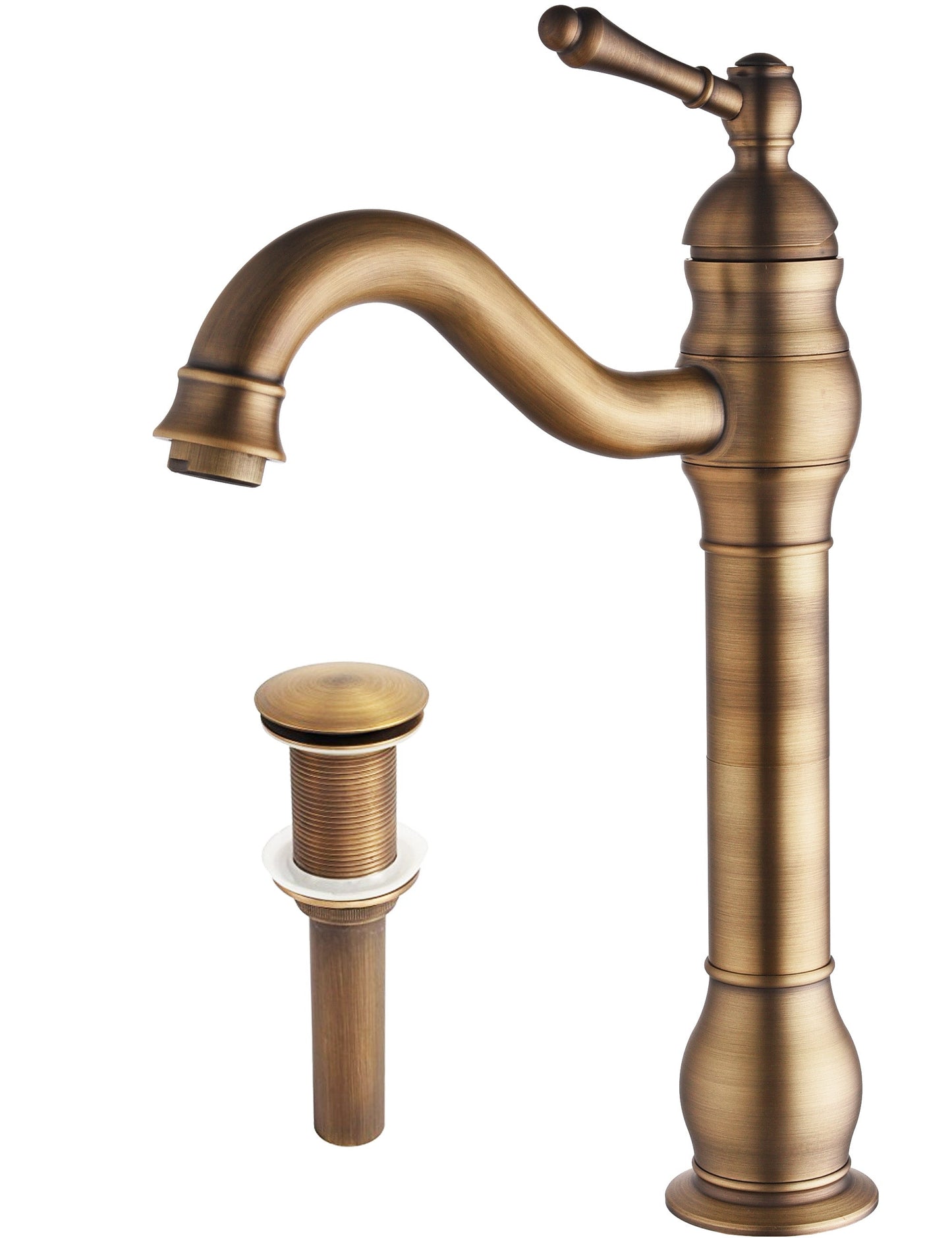 FBUKE 360° Swivel Bathroom Vessel Sink Faucet with POP UP Drain Single Handle Lever Bowl Tap Mixer