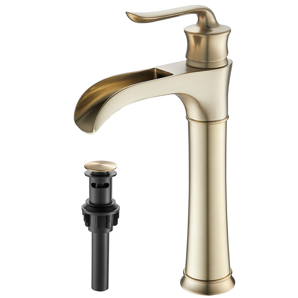 FBUKE Waterfall Vessel Sink Faucet for Bathroom Single Hole Bowl Mixer Tap, Oil Rubbed Bronze