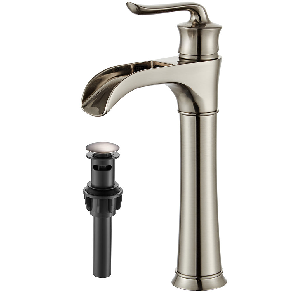 FBUKE Waterfall Vessel Sink Faucet for Bathroom Single Hole Bowl Mixer Tap, Oil Rubbed Bronze