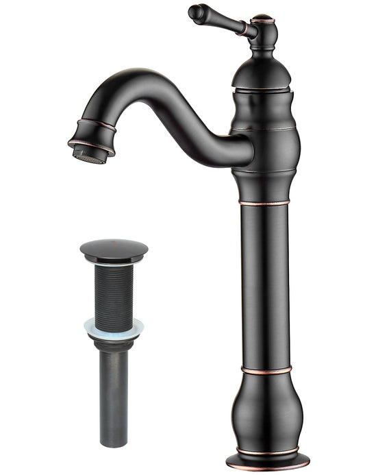 FBUKE 360° Swivel Bathroom Vessel Sink Faucet with POP UP Drain Single Handle Lever Bowl Tap Mixer