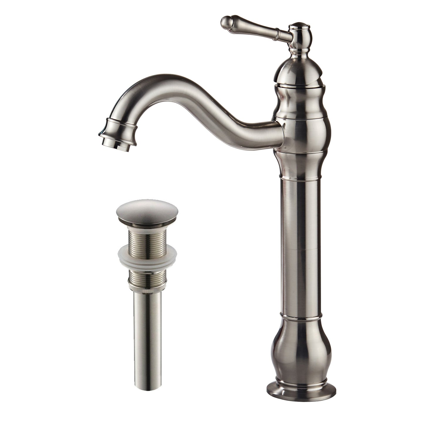 FBUKE 360° Swivel Bathroom Vessel Sink Faucet with POP UP Drain Single Handle Lever Bowl Tap Mixer