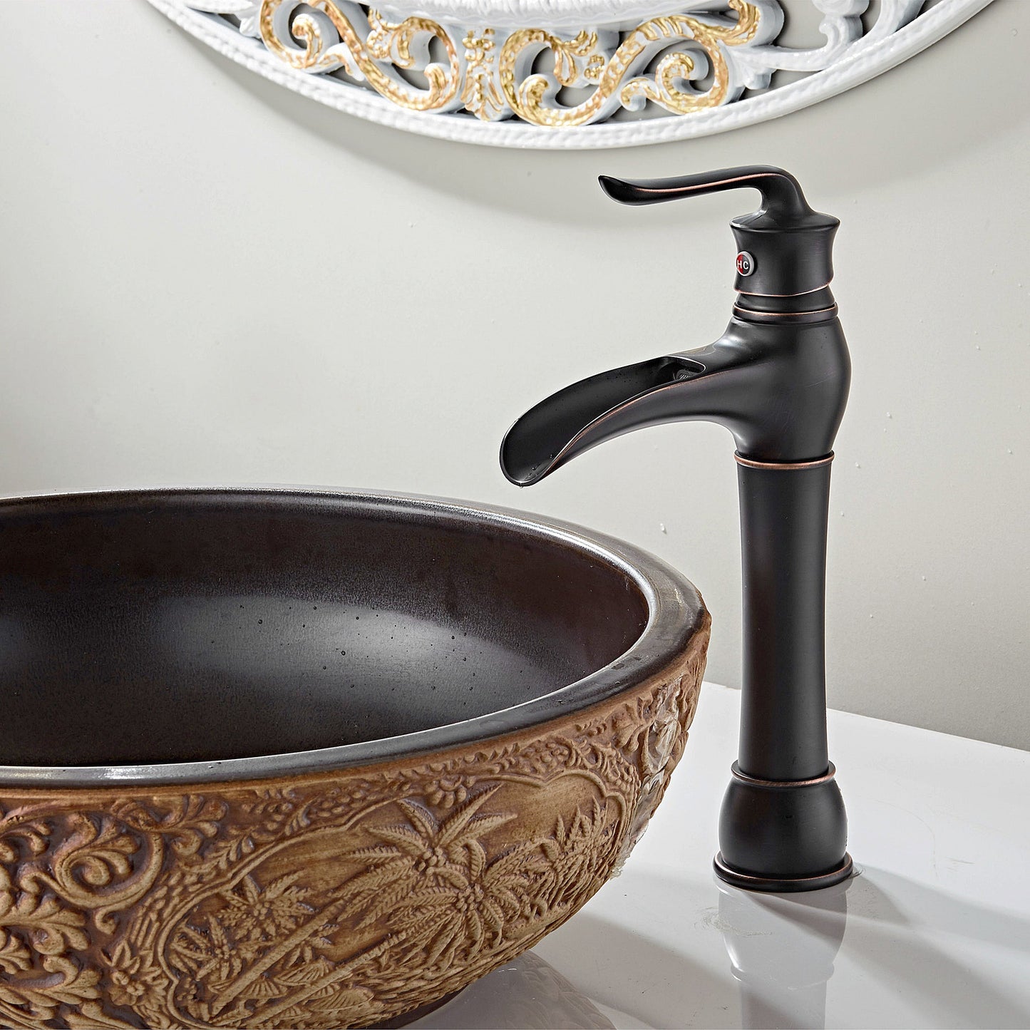 FBUKE Waterfall Faucet for Bathroom Vessel Sink Bowl Single Handle Lever Tap