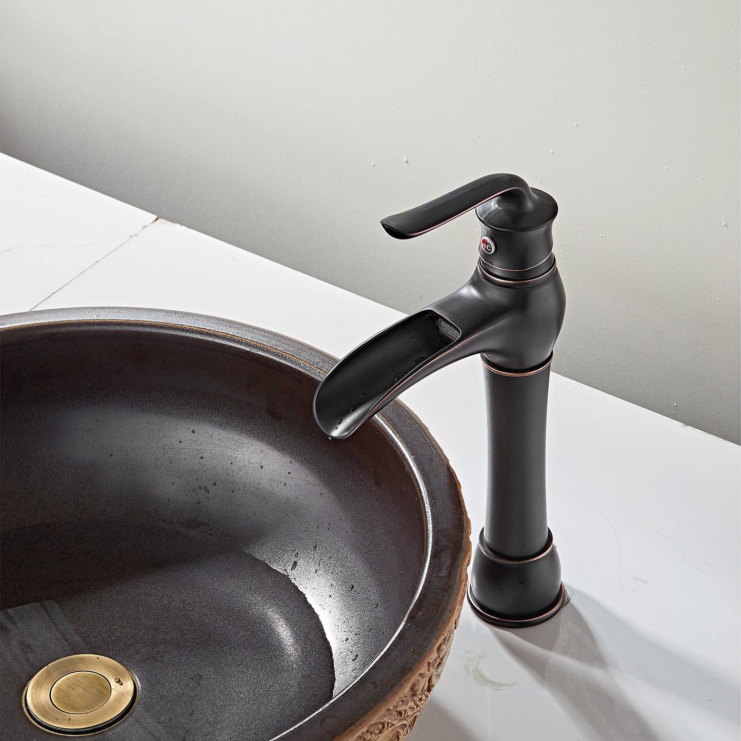 FBUKE Waterfall Faucet for Bathroom Vessel Sink Bowl Single Handle Lever Tap