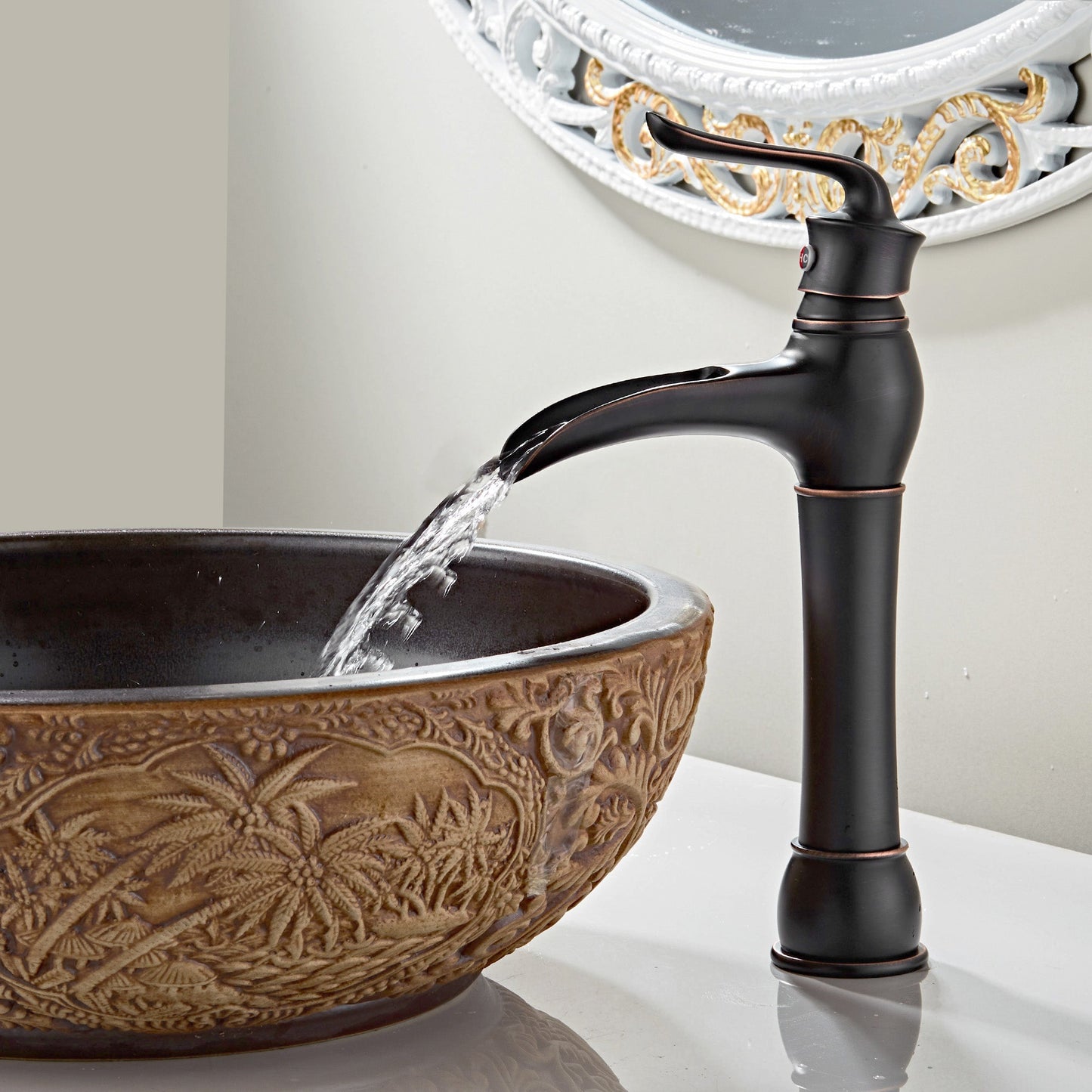 FBUKE Waterfall Faucet for Bathroom Vessel Sink Bowl Single Handle Lever Tap